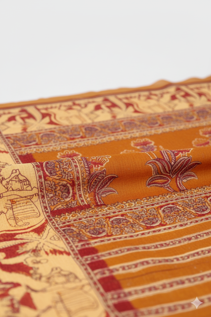 Vadhushree 1 Cotton Printed Saree Mustard