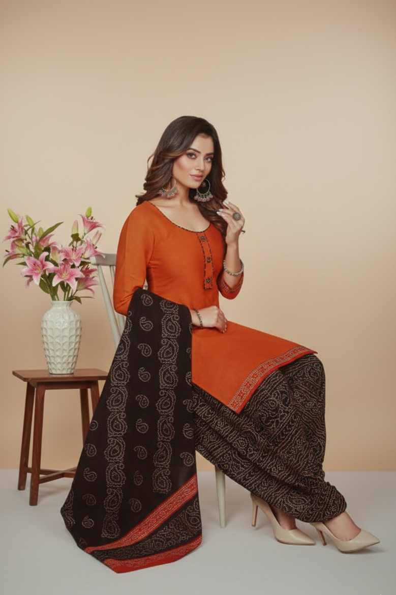 Mango Patiyala Cotton Printed Stitched Salwar Suit XL 6005