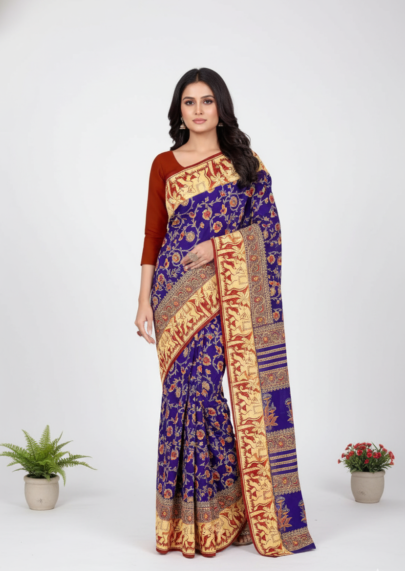 Vadhushree 1 Cotton Printed Saree Purple