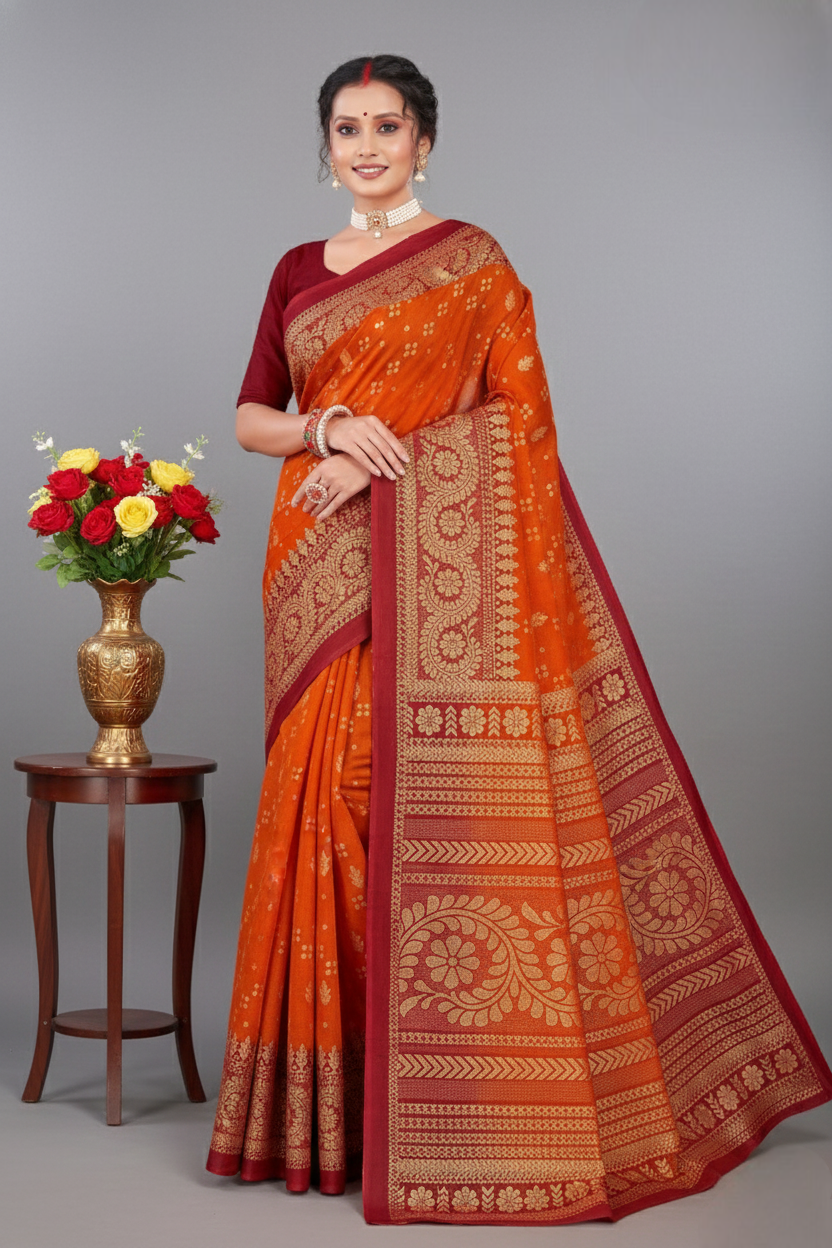 Gold Star Malai Cotton Printed Saree 2963