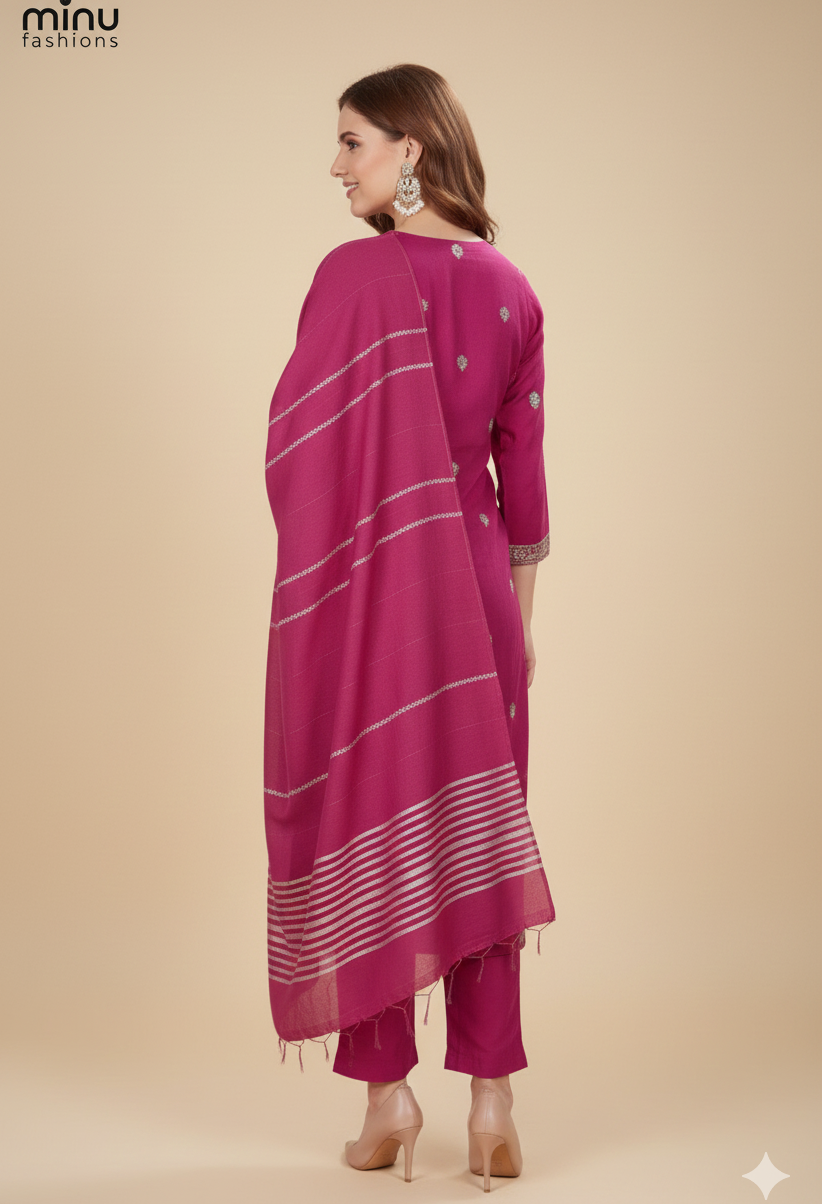 Abhilasha Cotton Printed Stitched Salwar Suit Purple