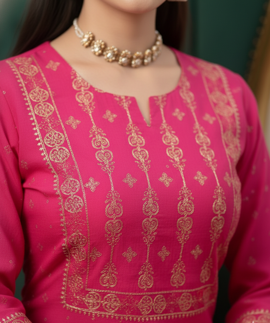 Pratishtha Cotton Printed Kurti Set Pink