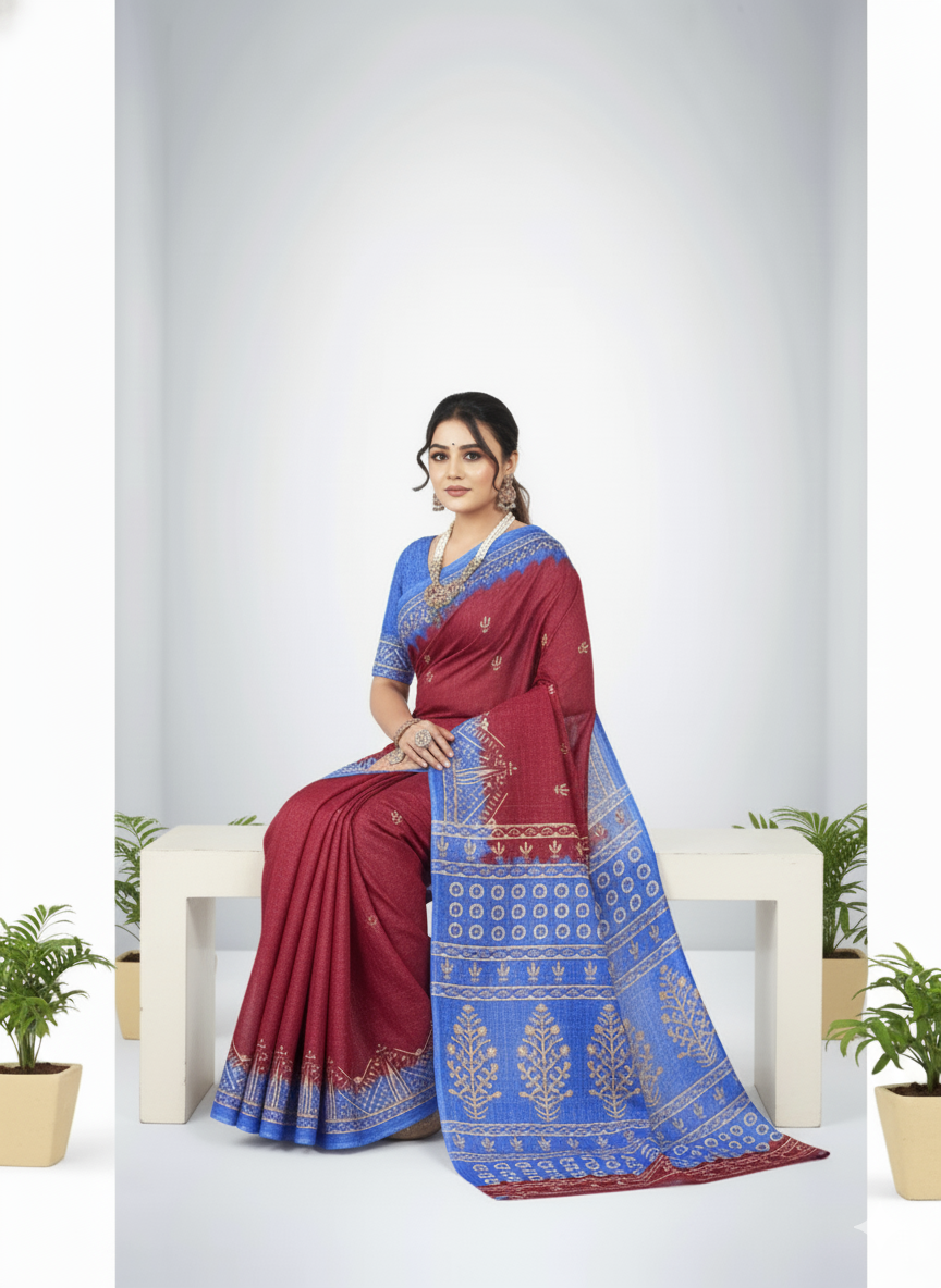 Prativa Batik Cotton Printed Saree Soft