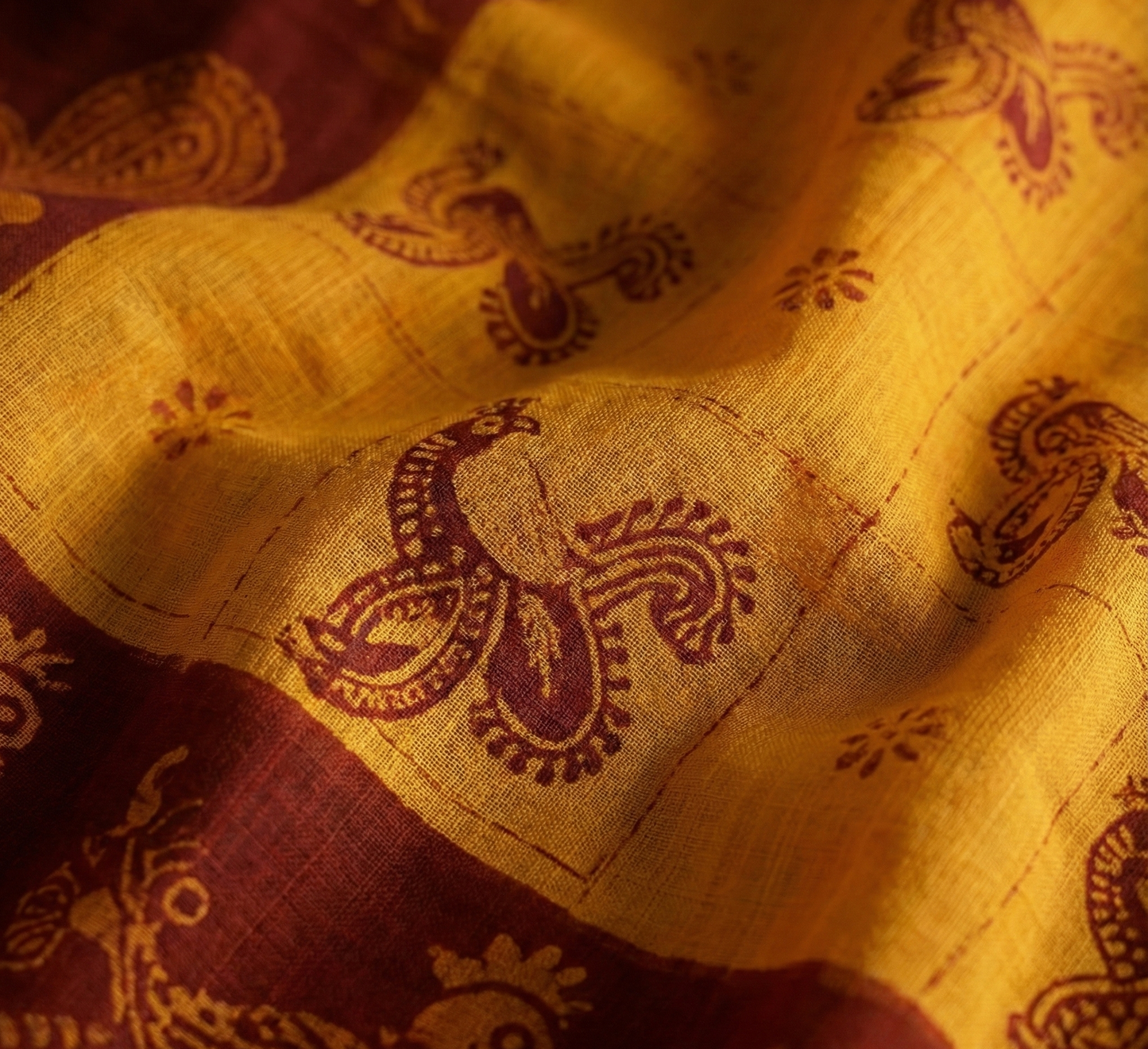 Monica Yellow & Red Traditional Cotton Saree