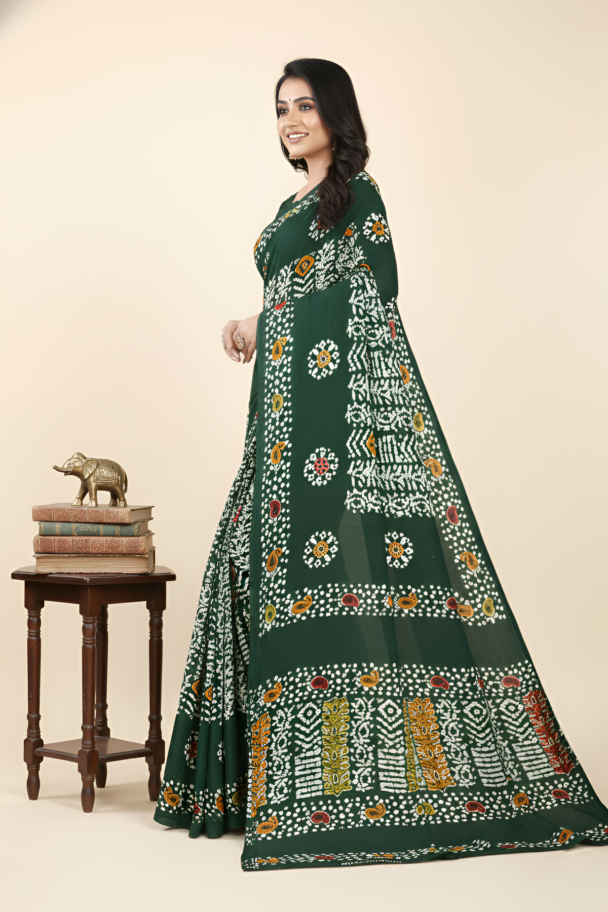 Gold Batik Soft Cotton Saree