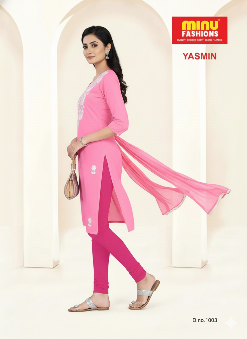 Yasmin Cotton Printed Kurti Pink
