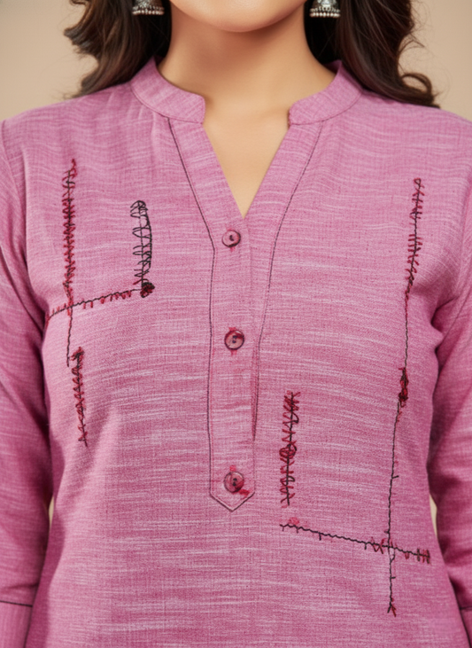Cranberry Cotton Kurti 1004