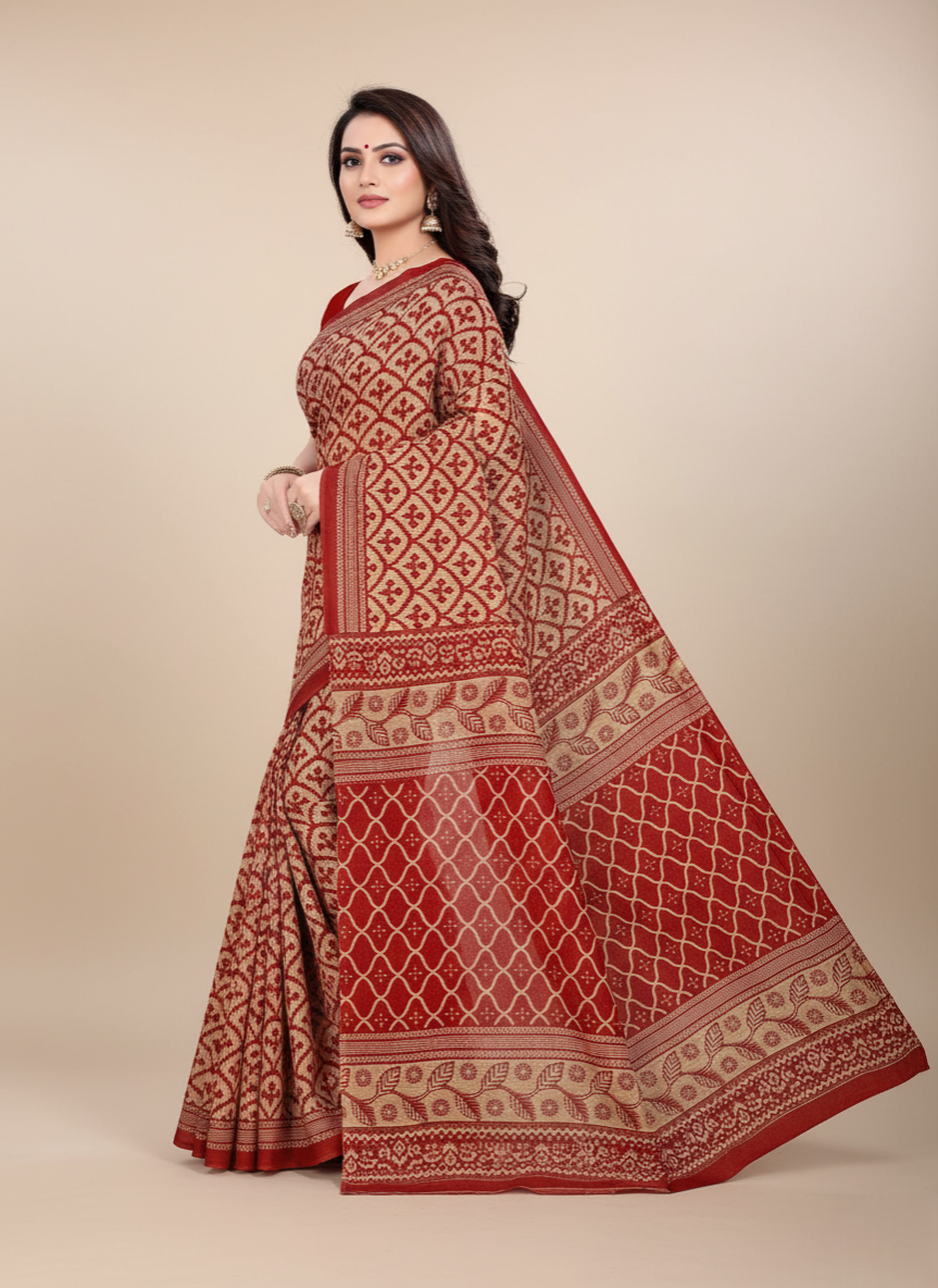 MINU SAREE MUMTAZ RED CHIKU 0012