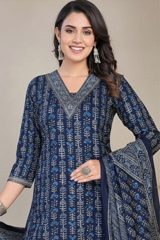 Indigo Star Cotton Printed Stitched Salwar Suit XL 1007