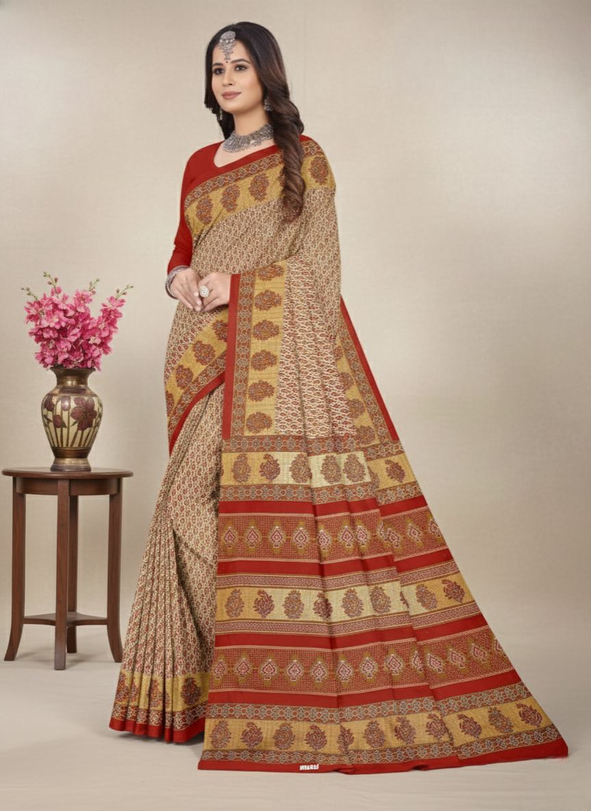 Malaika Cotton Printed Saree 7764