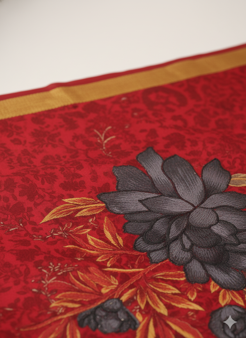 Sonar Bangla 31 Cotton Printed Saree Deep Maroon