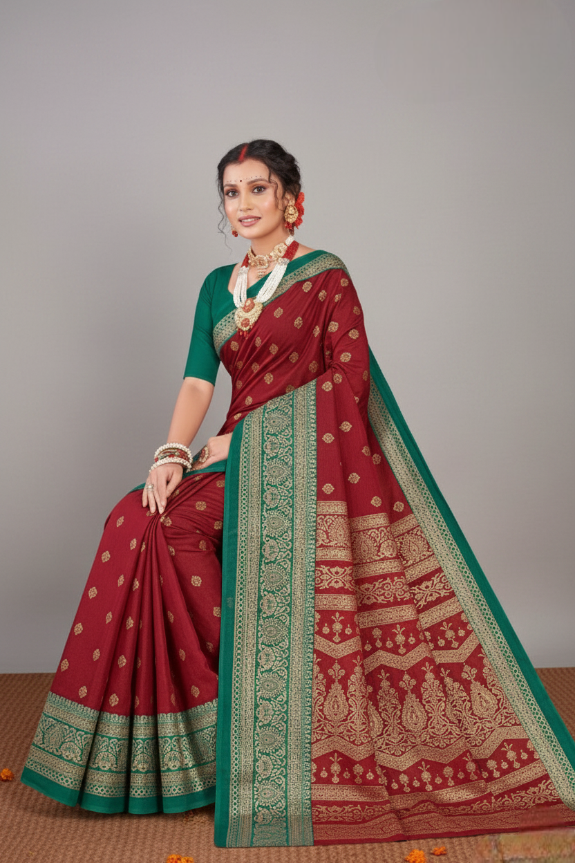 Gold Star Malai Cotton Printed Saree 4006