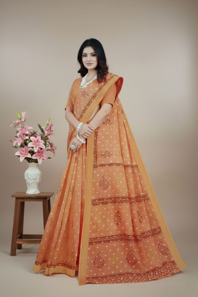 South Special Cotton Printed Saree