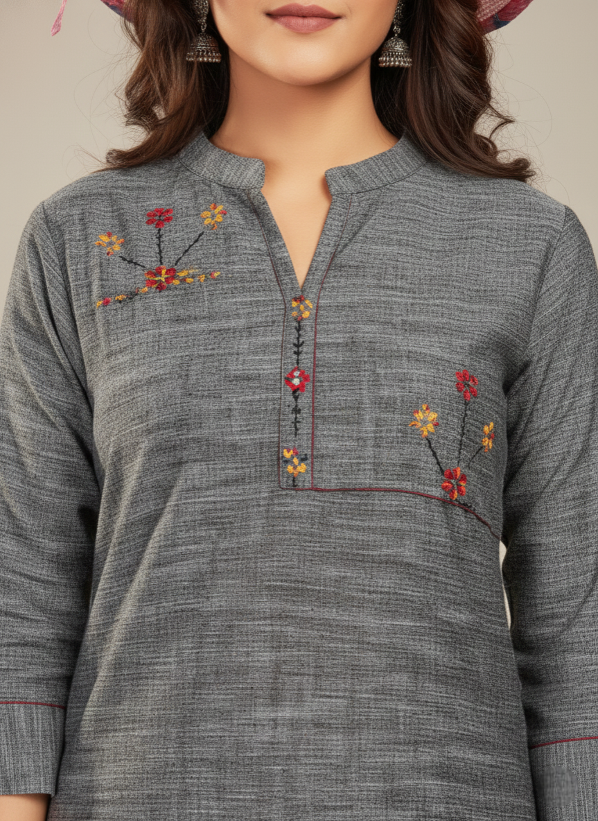 Cranberry Cotton Kurti 1003