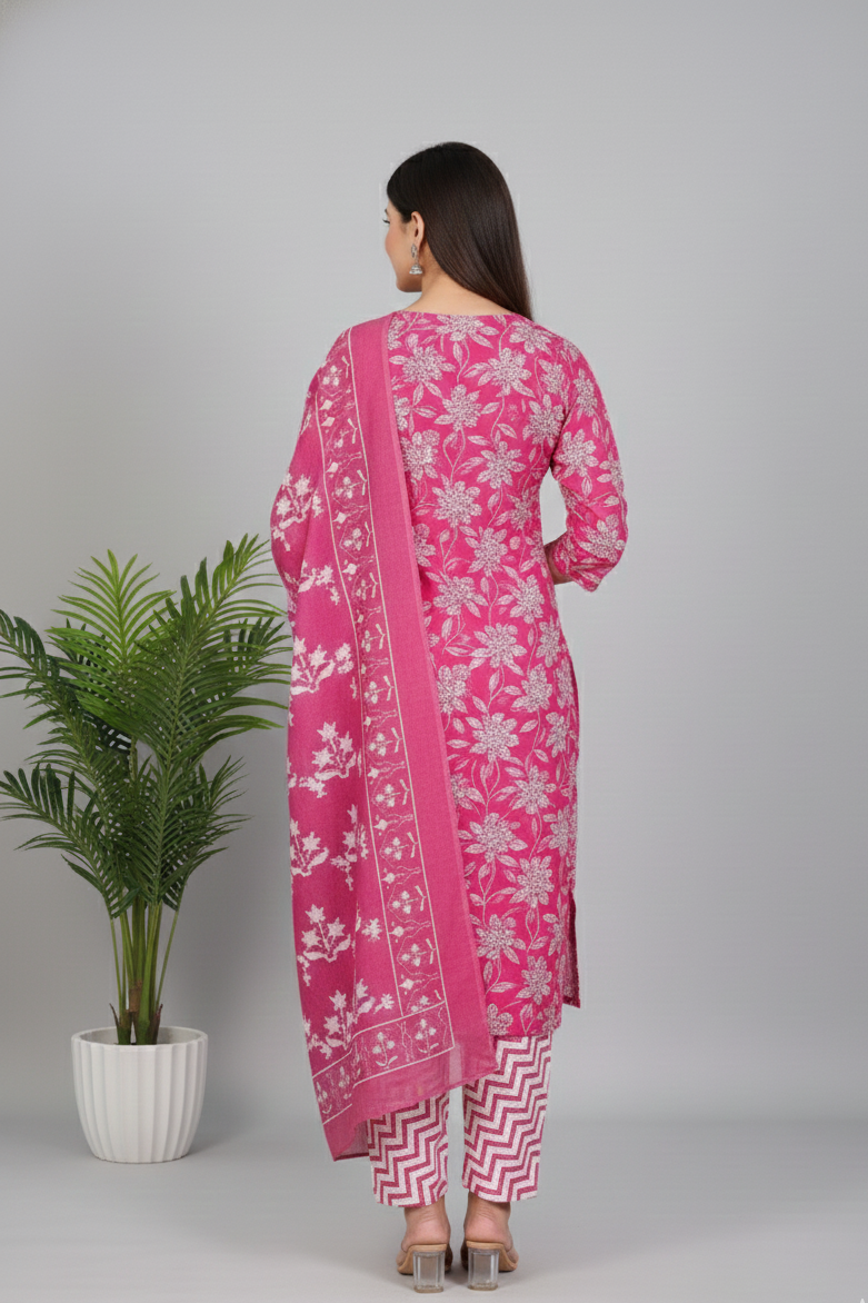 Pariza Cotton Printed Stitched Salwar Suit Pink 1007