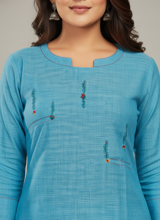 Cranberry Cotton Kurti 1002