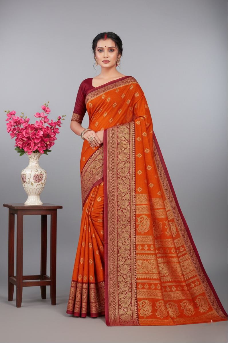 Gold Star Malai Cotton Printed Saree 4008