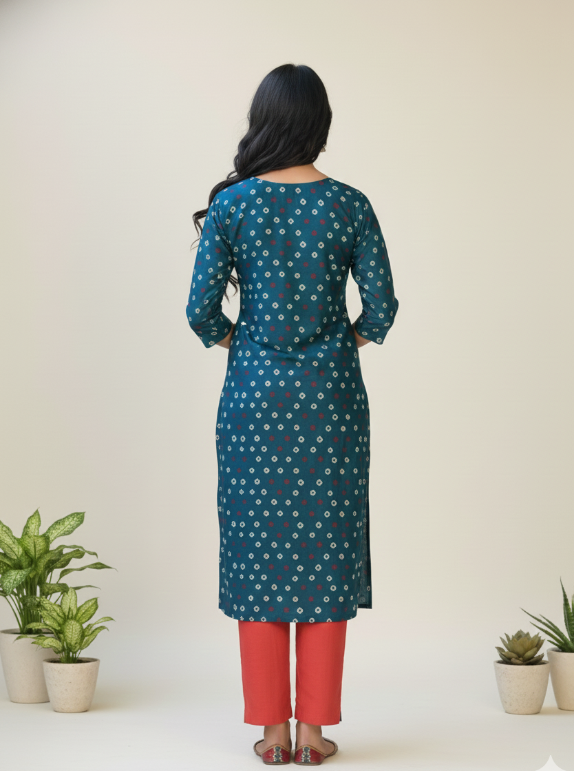 Rang Cotton Embroidered Kurti Set 1006