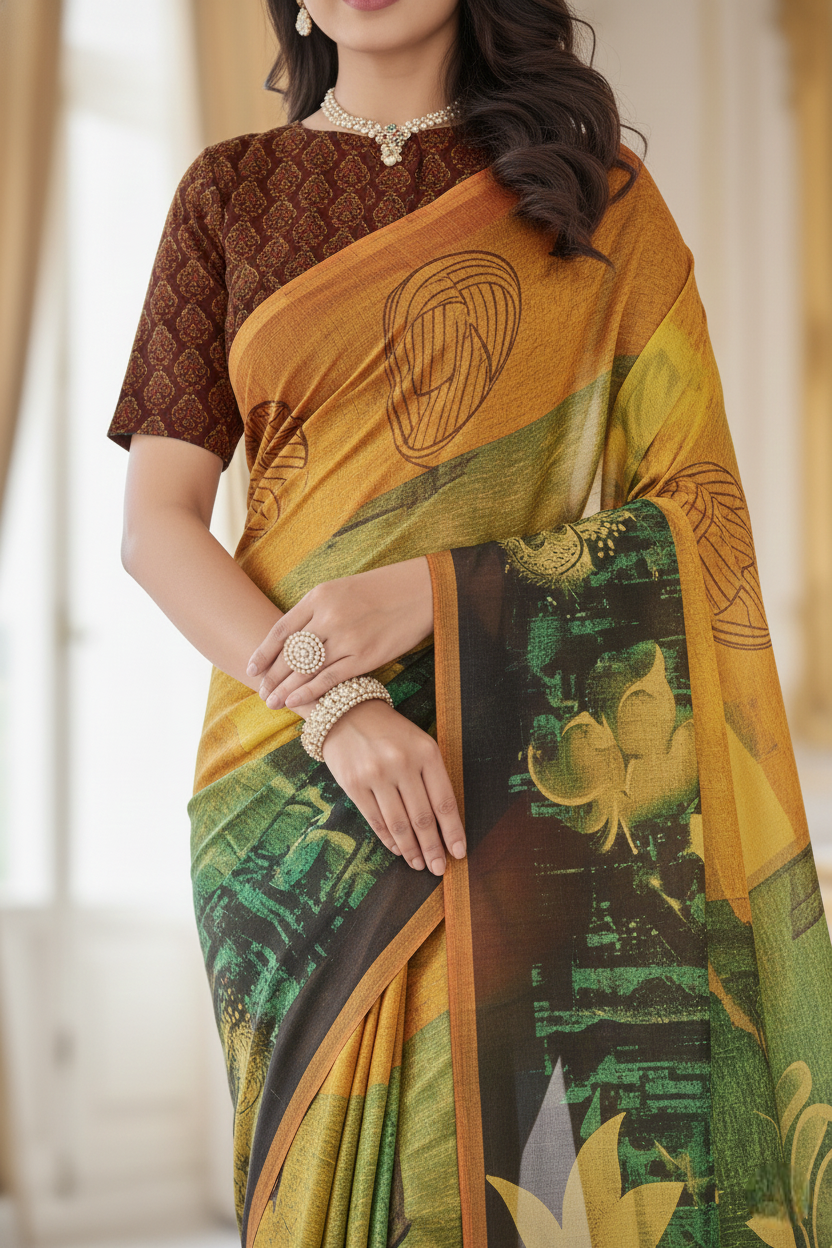 Ambarsariya Cotton Digital Printed Saree 4093