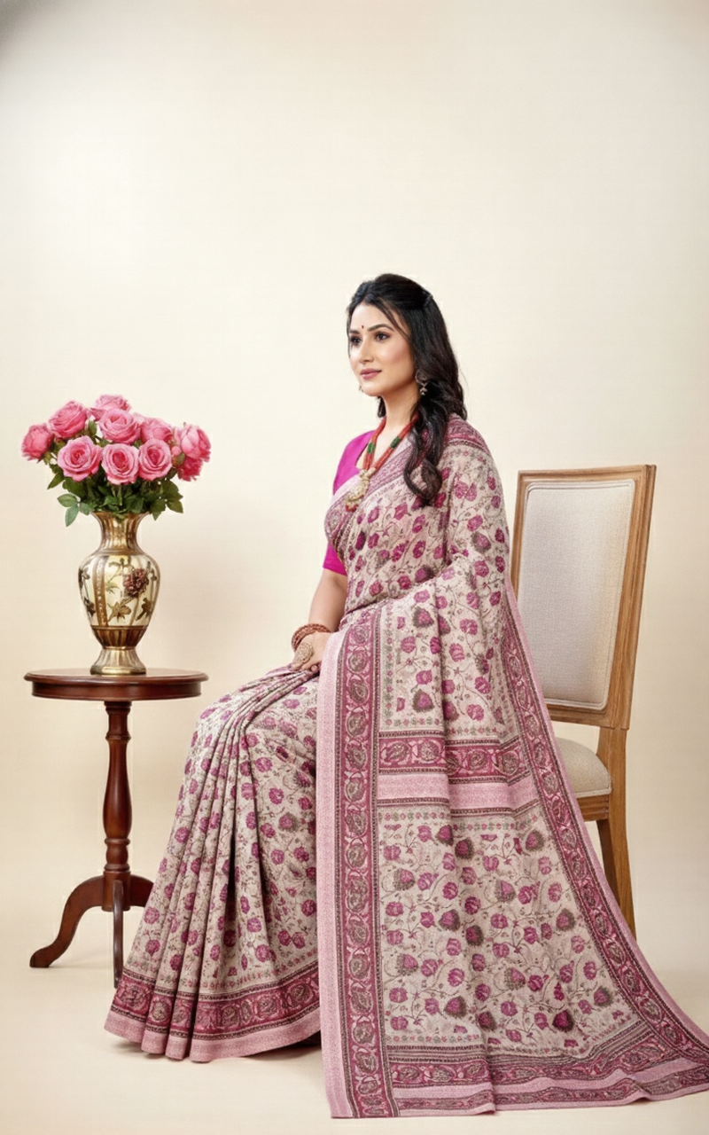 Minu Kalamkari Premium Cotton Printed Saree B4