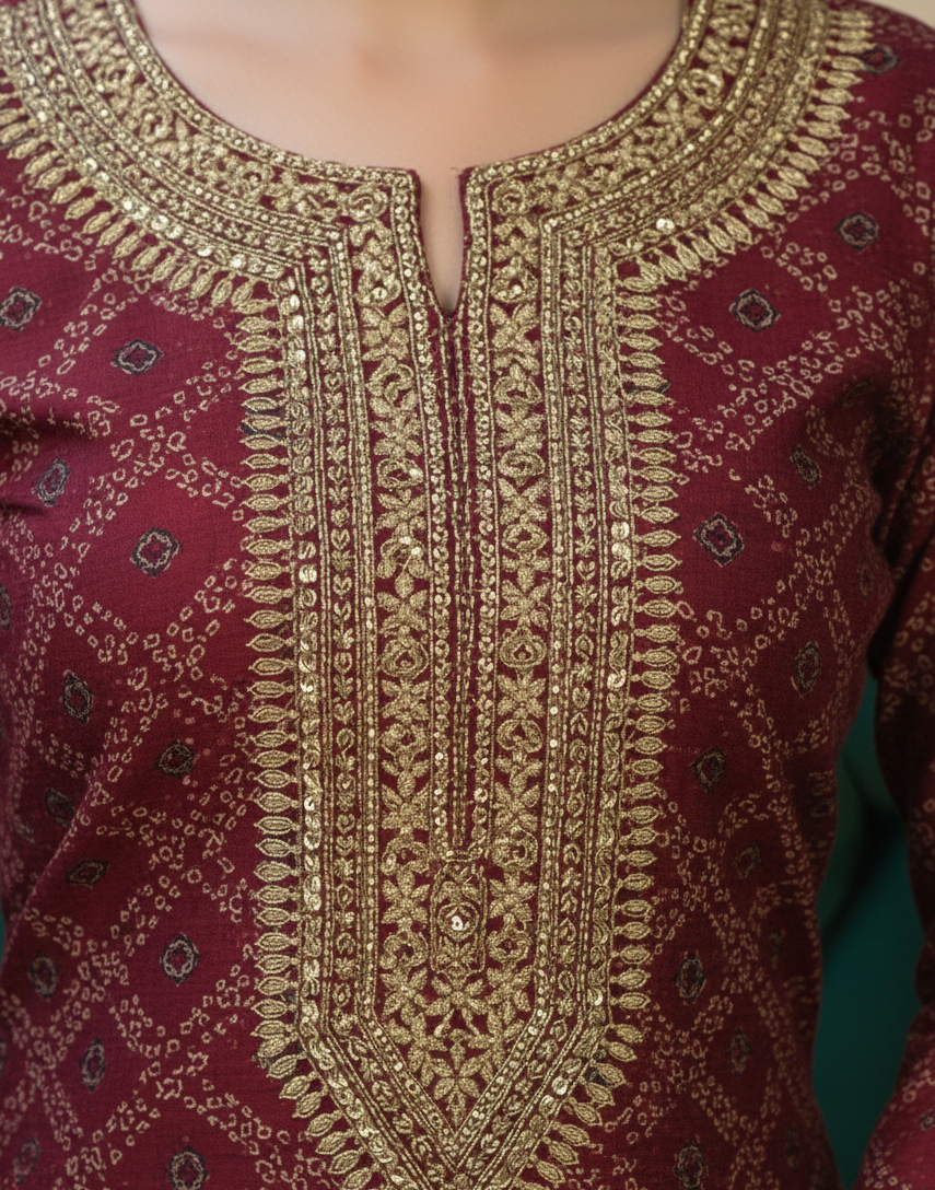 Rang Cotton Embroidered Kurti Set 1002