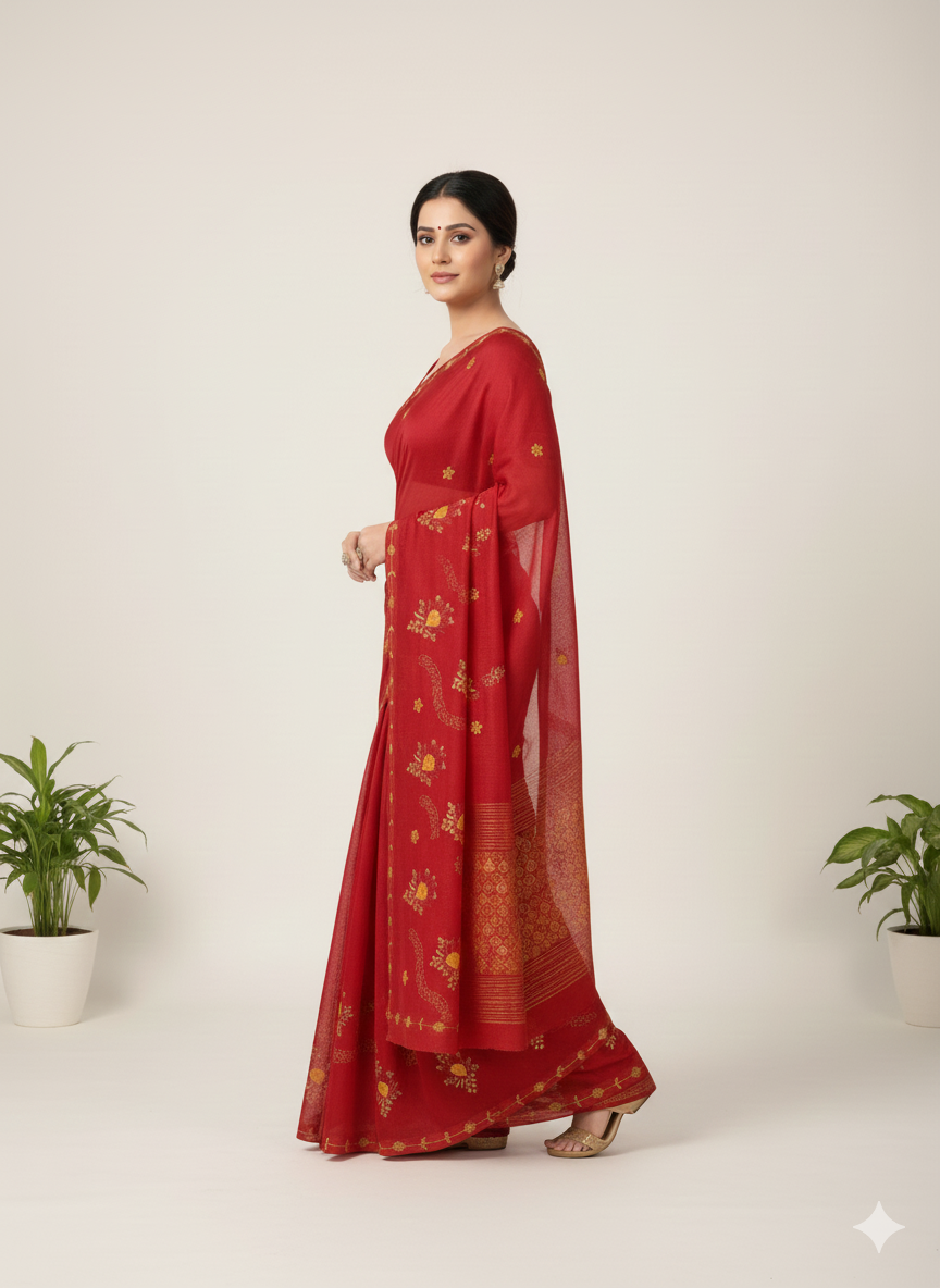 Sargam Pure Cotton Embroidery Saree 3303