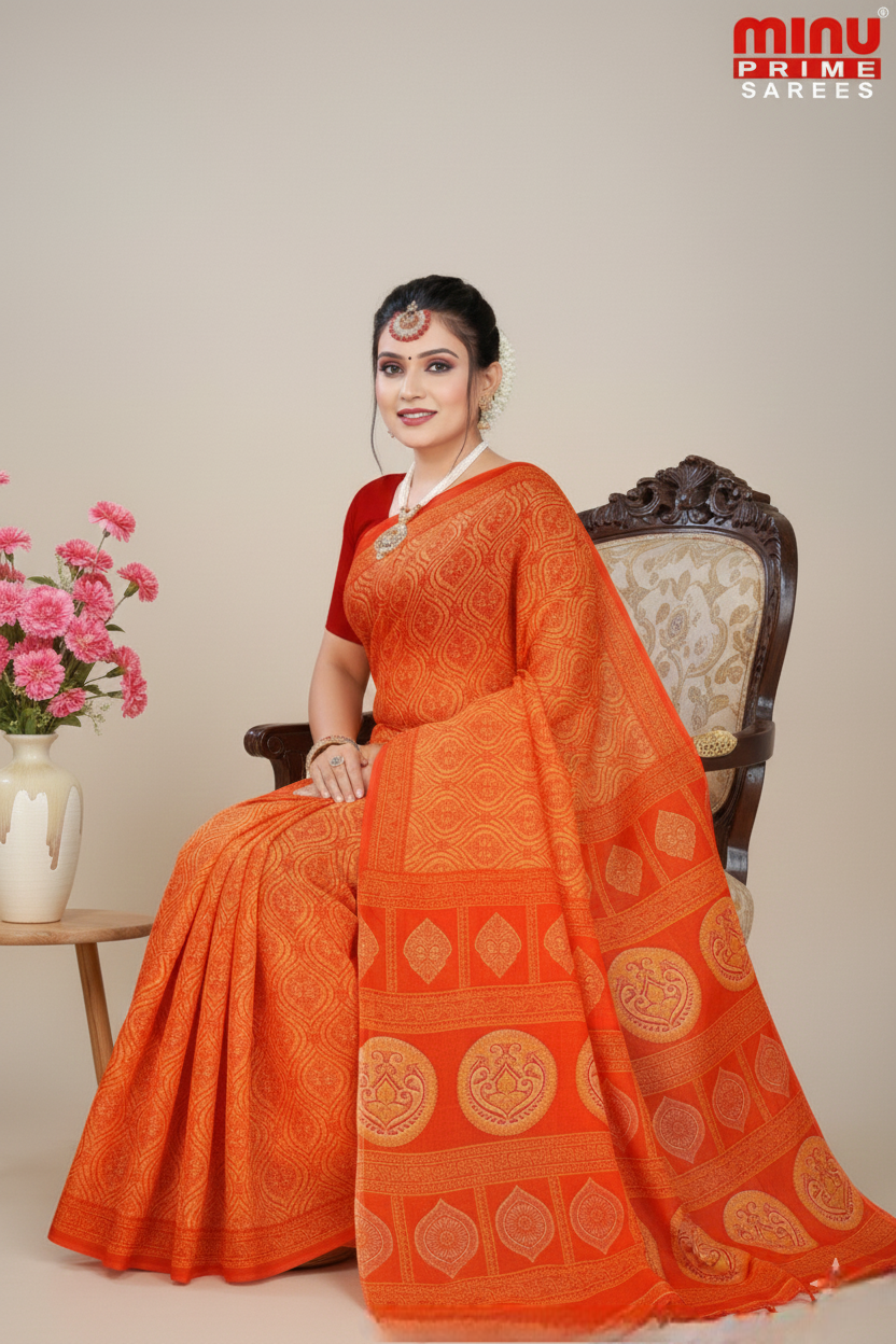 Credit Card Cotton Printed Saree 852966