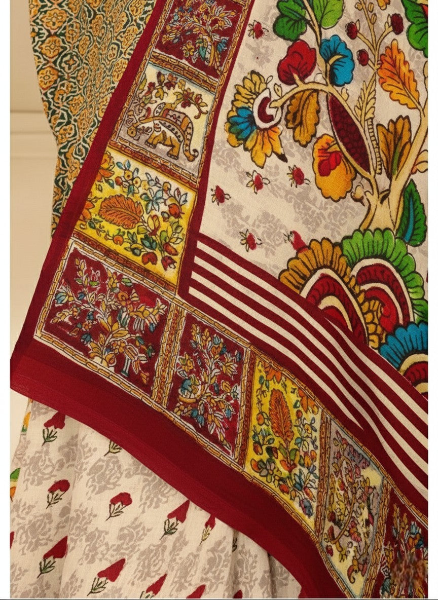 Bangalore Silk Muslin Cotton Printed Saree 4183