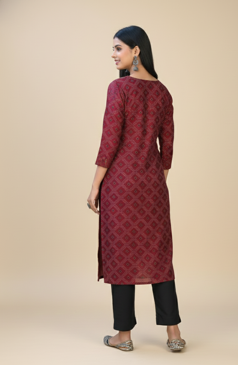 Rang Cotton Embroidered Kurti Set 1002