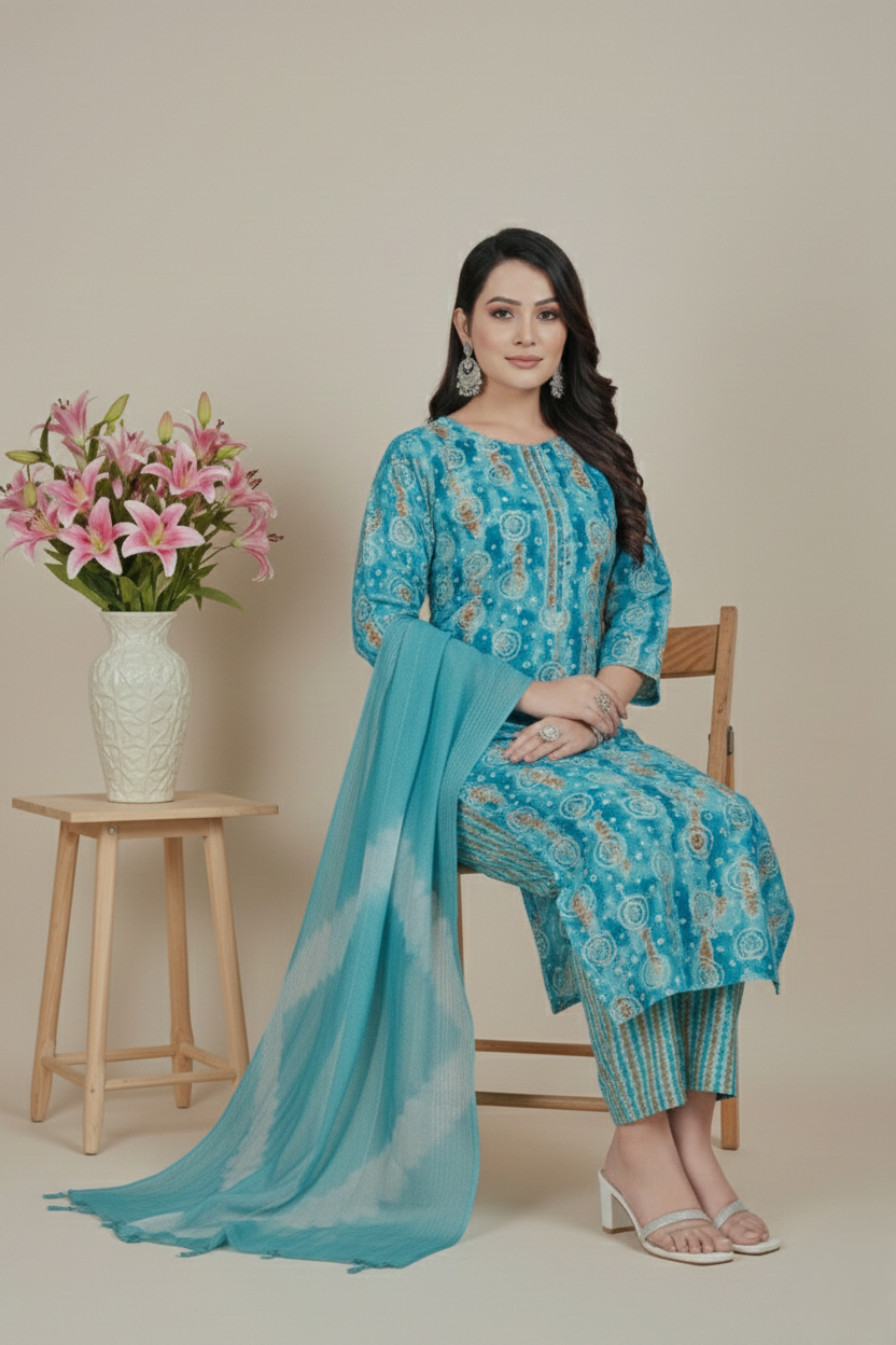 Flora Cotton Printed Stitched Salwar Suit XXL 3007