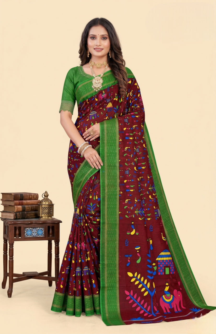 Boutique Special cotton printed saree V3-06 – Minu Fashions