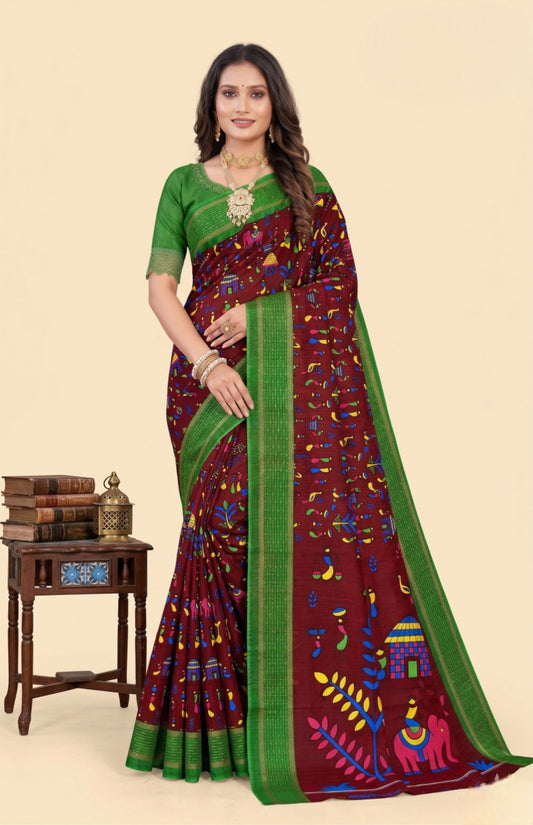 Boutique Special cotton printed saree V3-06 – Minu Fashions