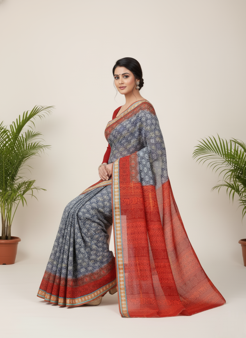 Diamond Magic Cotton Printed Saree 14596