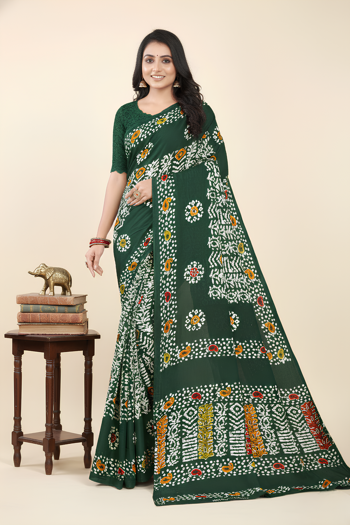 Gold Batik Soft Cotton Saree