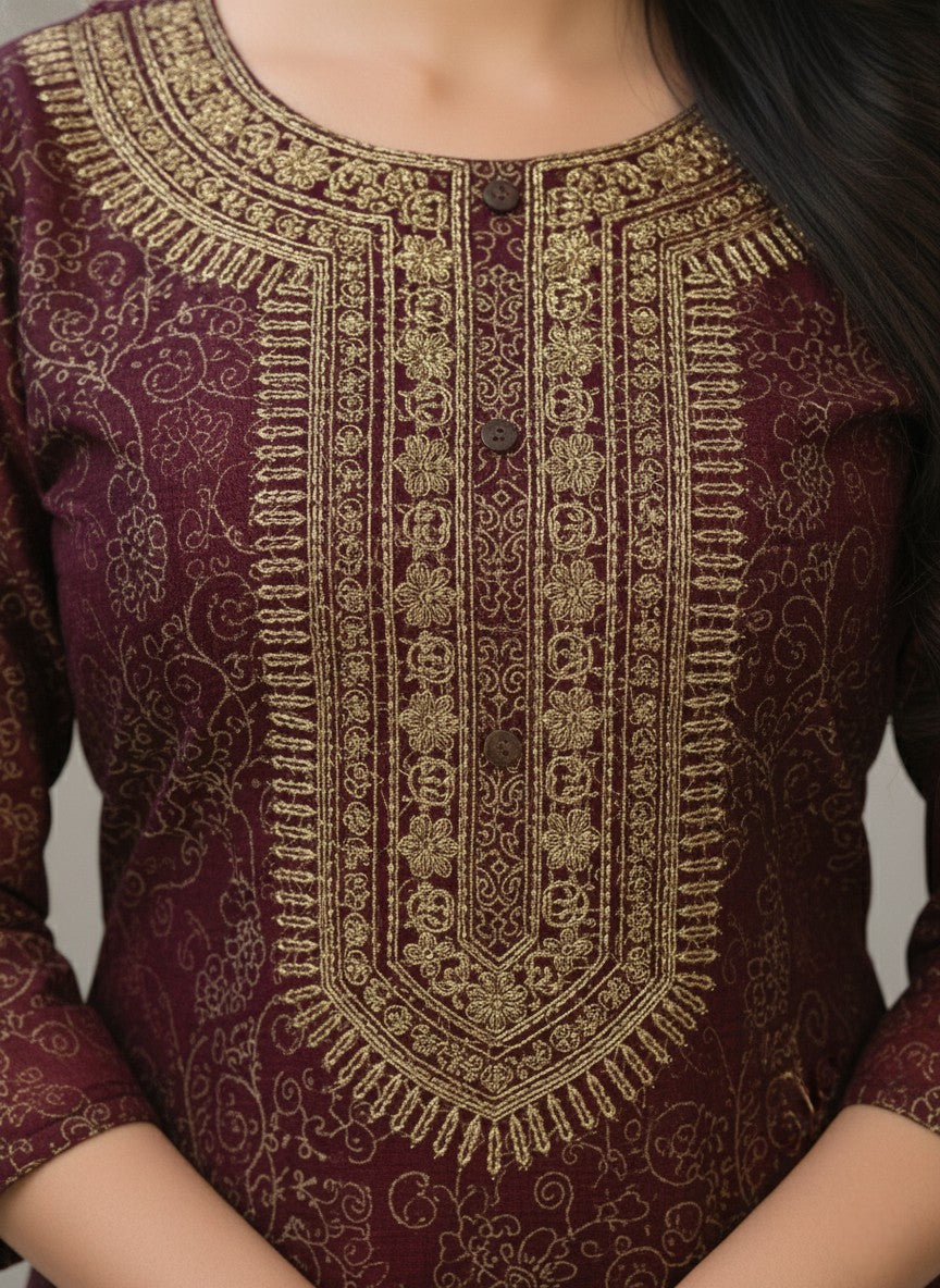 Rang Cotton Embroidered Kurti Set 1005