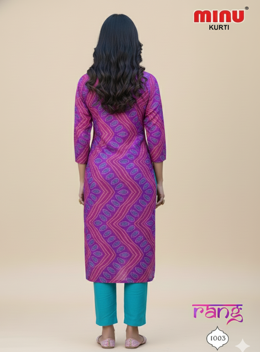 Rang Cotton Embroidered Kurti Set 1003