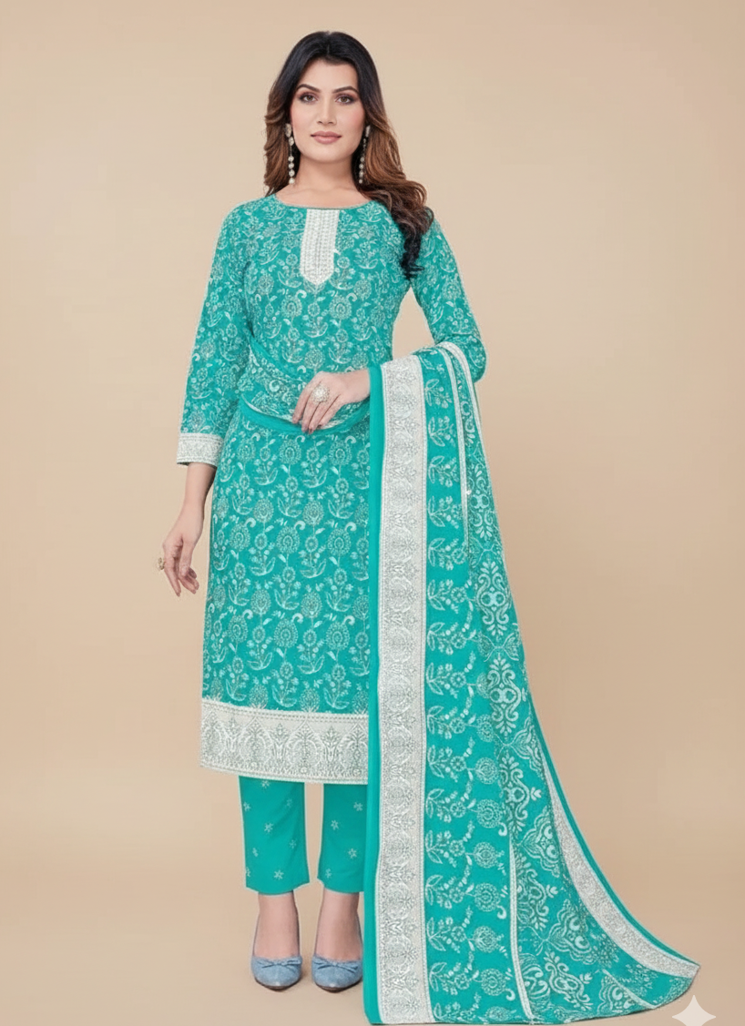 Super Cool Cotton Printed Stitched Salwar Suit XXL 3002