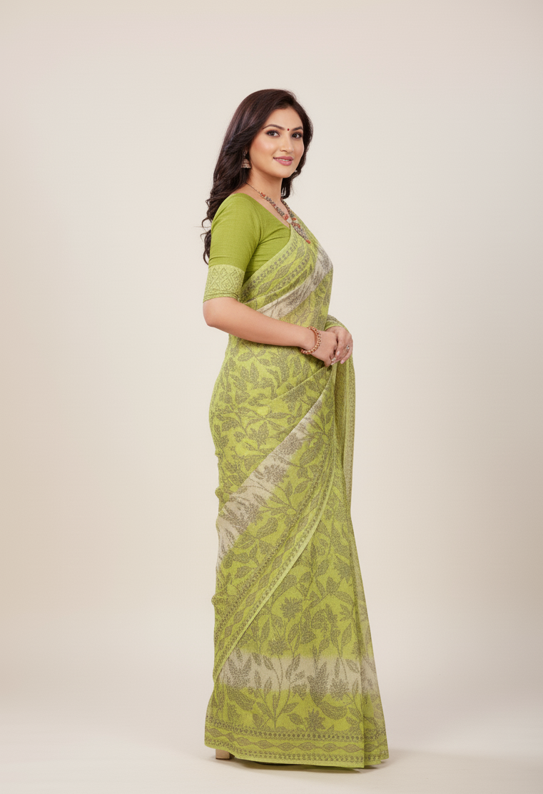 Kesariya 3 Cotton Printed Saree 731048