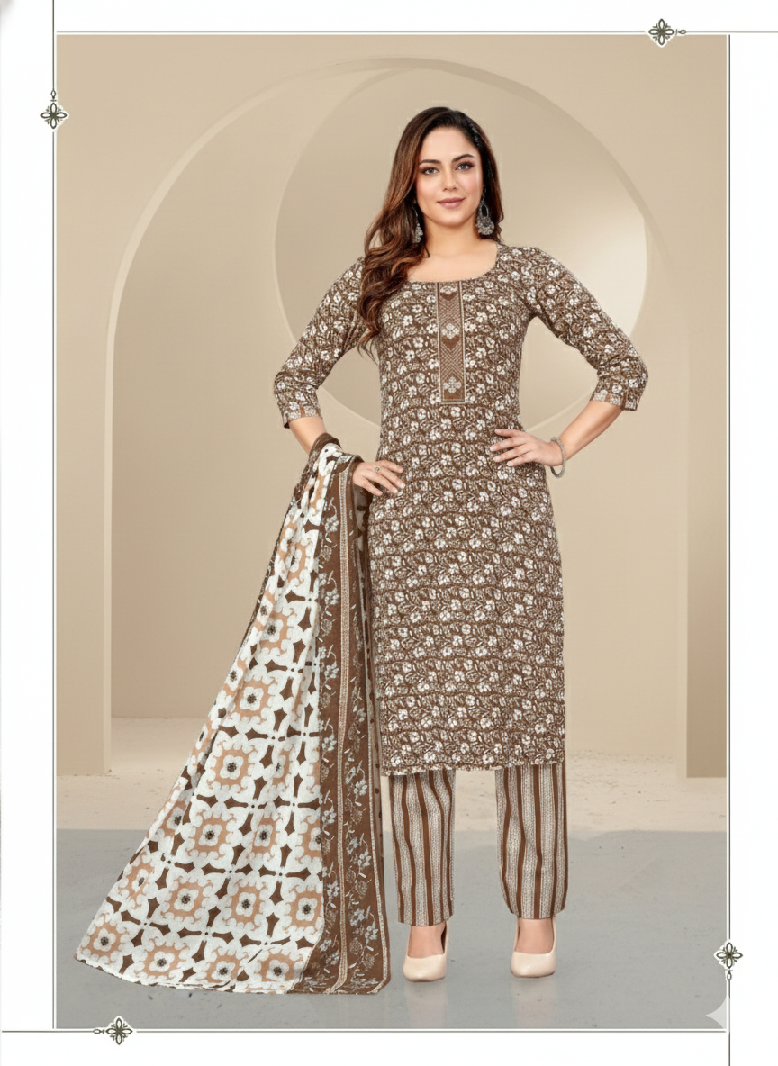 Olympics 2 Cotton Printed Stitched Salwar Suit 2006