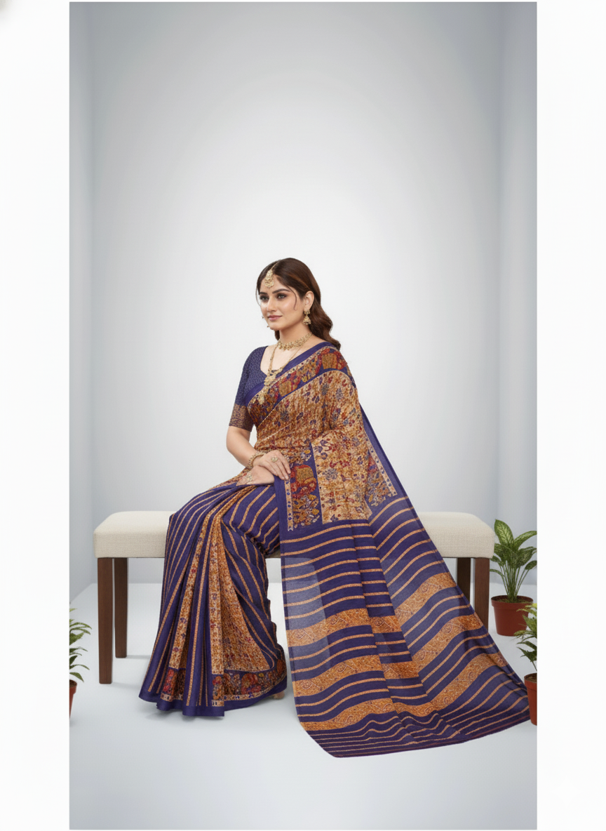 Sonajhuri Cotton Printed Saree Voilet 14820