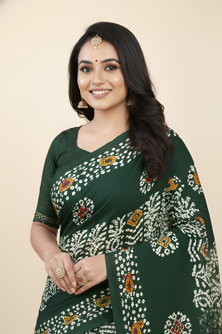 Gold Batik Soft Cotton Saree