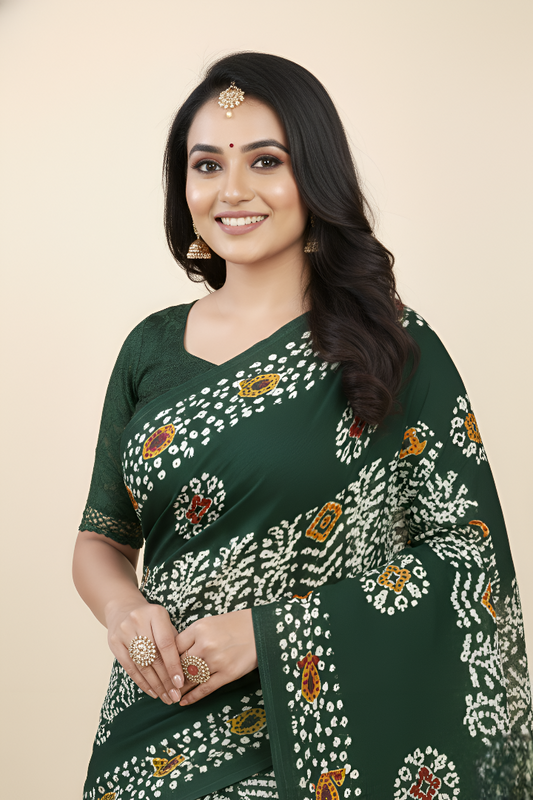 Gold Batik Soft Cotton Saree