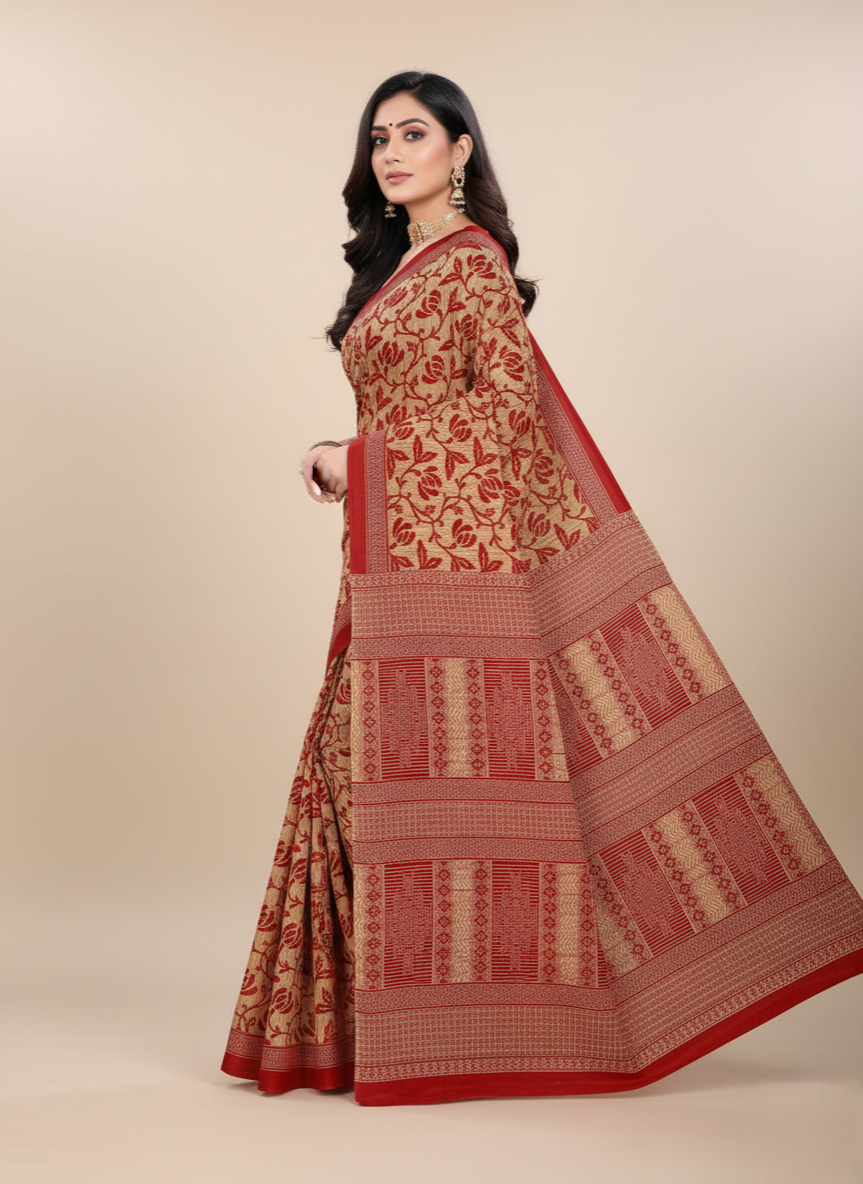 MINU SAREE MUMTAZ RED CHIKU 0034