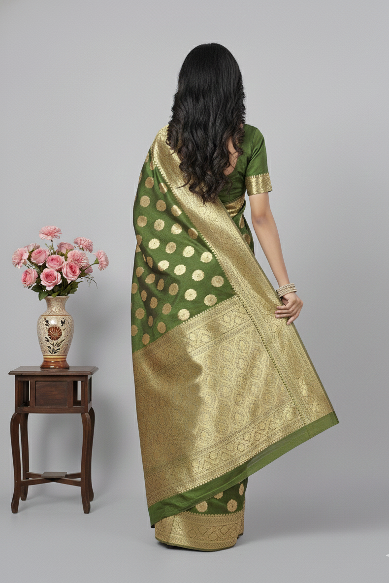 Jannat Fancy Silk Katan Saree with BP 4137