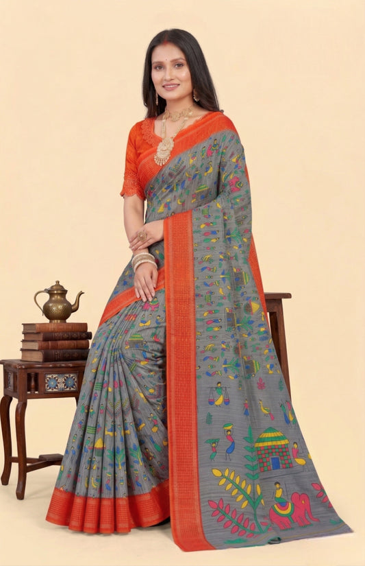 Boutique Special cotton printed saree V3-01 – Minu Fashions