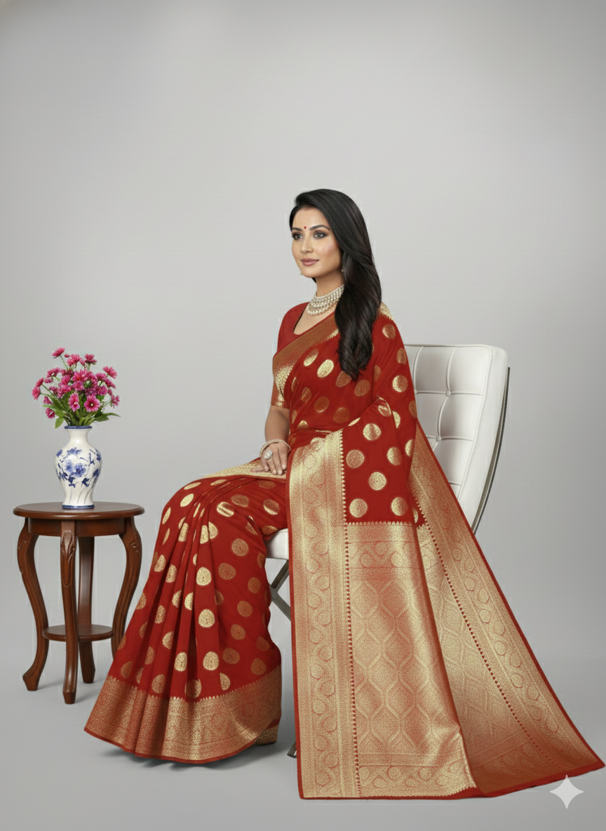 Jannat Fancy Silk Katan Saree with BP 4140