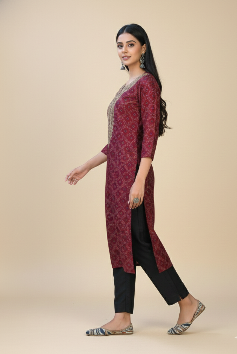 Rang Cotton Embroidered Kurti Set 1002