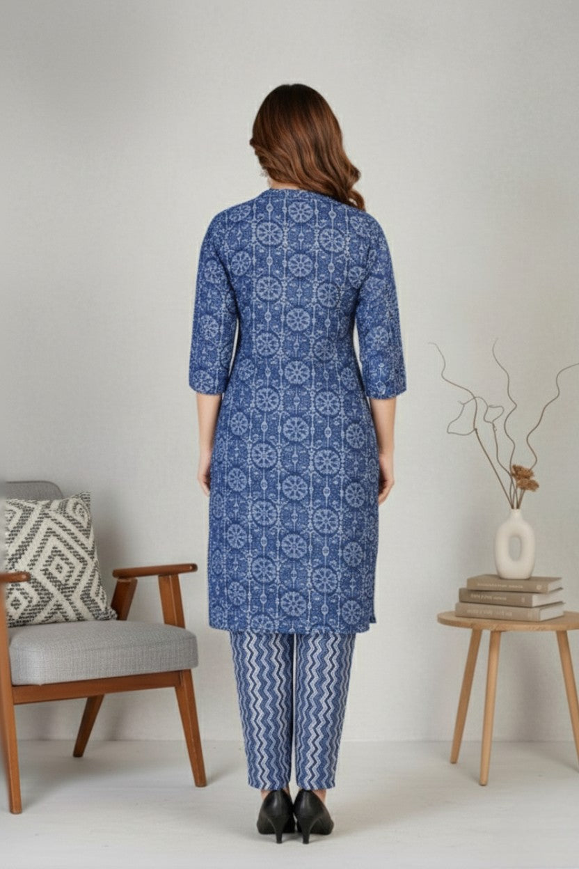 Kangana Combo Cotton Printed Kurti Set Blue