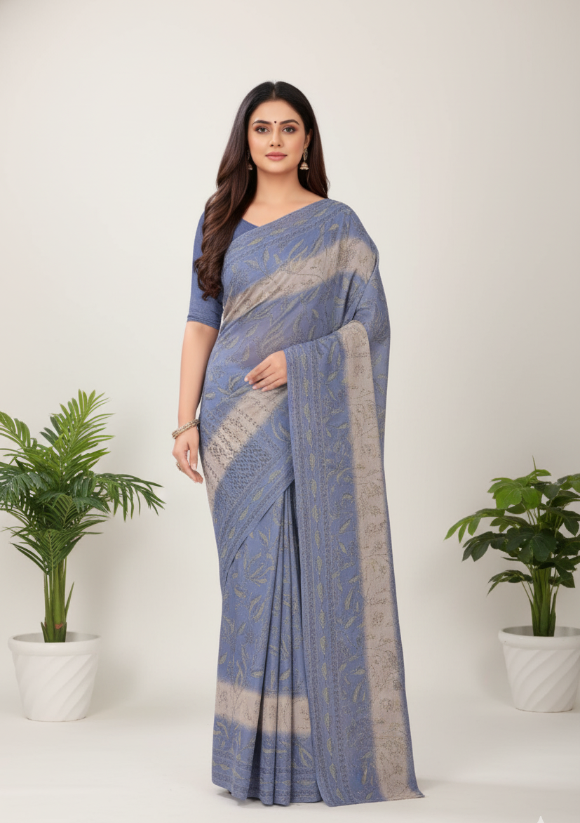 Kesariya 3 Cotton Printed Saree 731084