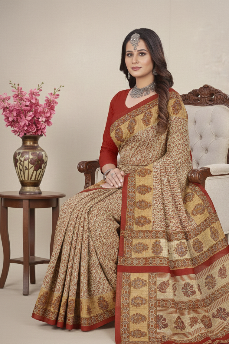 Malaika Cotton Printed Saree 7764